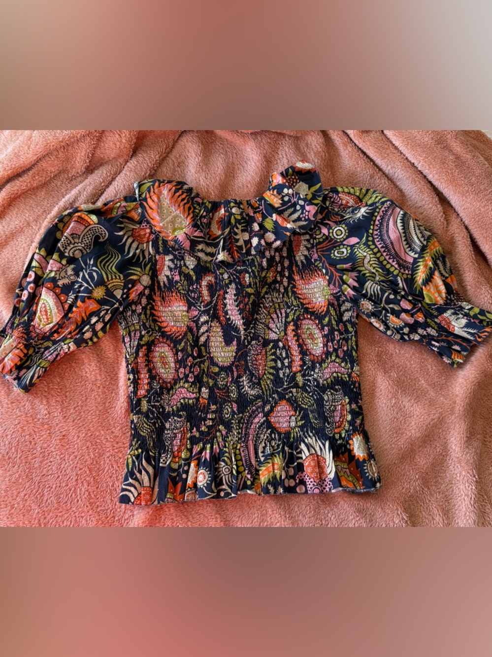 Love The Label Vibrant Smocked Blouse - Anthropologie M